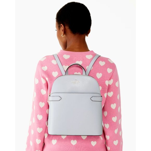 New Kate Spade Staci Saffiano Leather Dome Backpack Pale Sapphirine - Picture 3 of 5